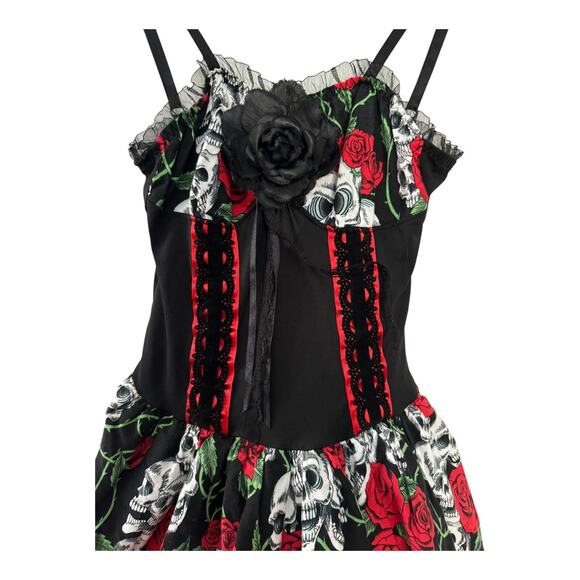 Lip Service sugar skull dia Skull & Rose dress Goth & Punk dress size XS - Picture 14 of 15